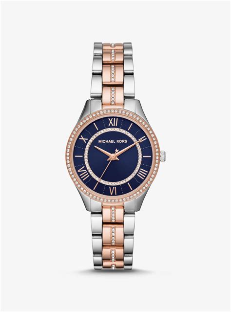 michael kors mini lauryn pavé silver-tone watch